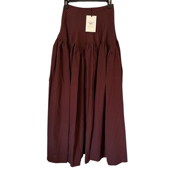 Batul the Collection Diala Top/Skirt X Small Maroon Striped 2 Piece - Picture 10 of 10